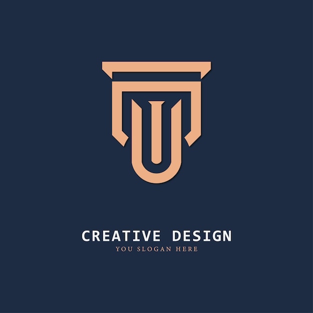 Monogram letter t en u logo creatief ontwerp