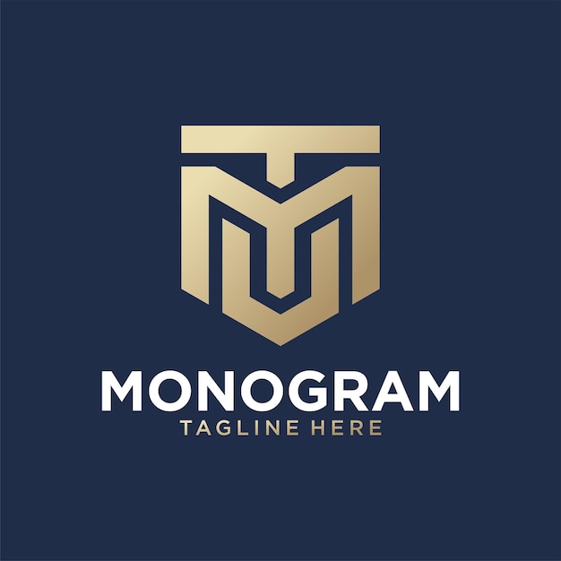 モノグラム文字 TM と U のエレガントなロゴ デザイン