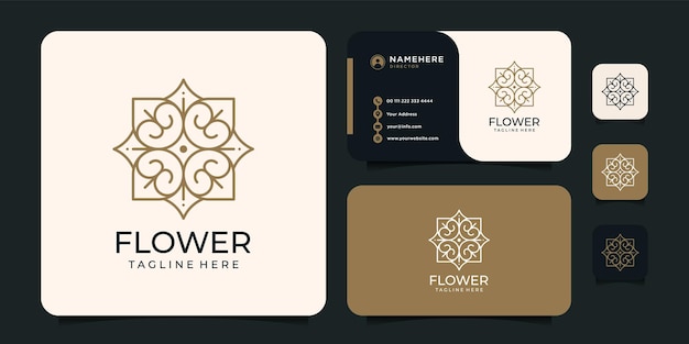 Monogram line flower logo design inspiration