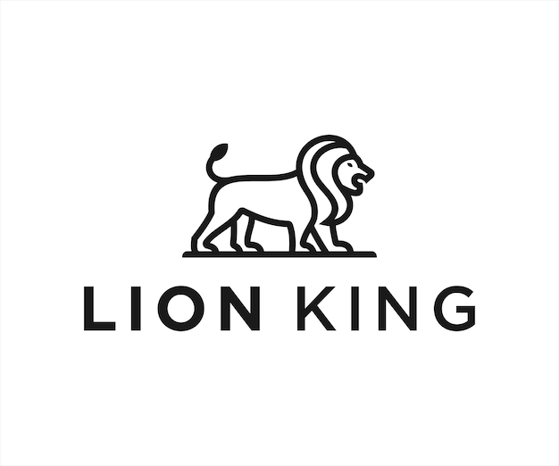 Monogram Lion logo line art icon vector