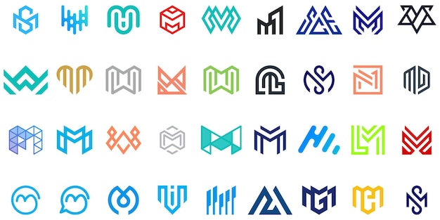 Vector monogram logo collectieabstract ontwerpconcept voor branding met de letter m