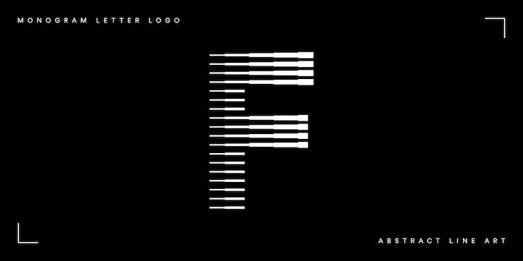Vector monogram logo letter f lines abstract modern art vector illustration