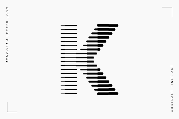 Vector monogram logo letter k lines abstract modern art vector illustration