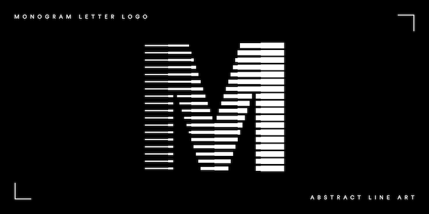 Monogram logo letter m lines abstract modern art vector illustration