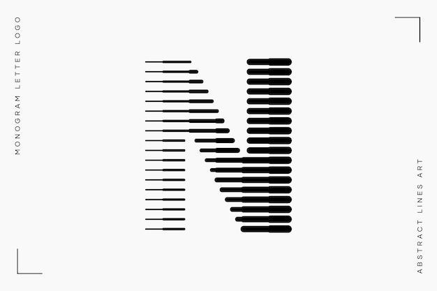 モノグラム ロゴ文字 n 行抽象現代美術のベクトル図