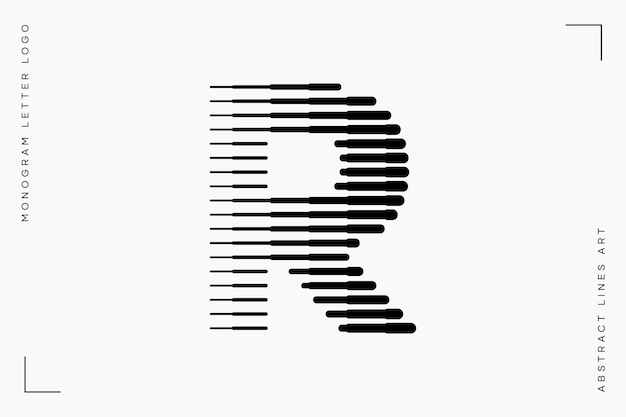 Monogram logo letter r lijnen abstracte moderne kunst vector illustratie