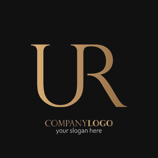 Monogram logo UR elegant goud