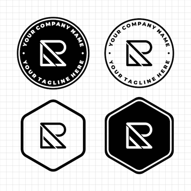 Vector monogram logo vintage style initial r