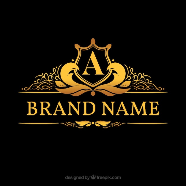 Vector monogram logo with golden letter 