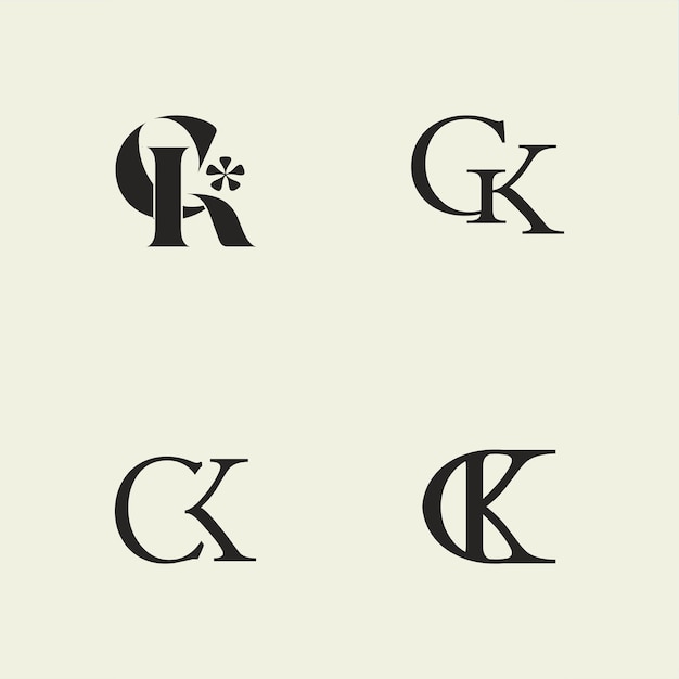 Monogram Logos CK letters C letter K letter