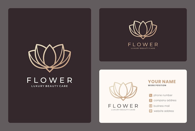 Monogram lotus logo design with business card template.