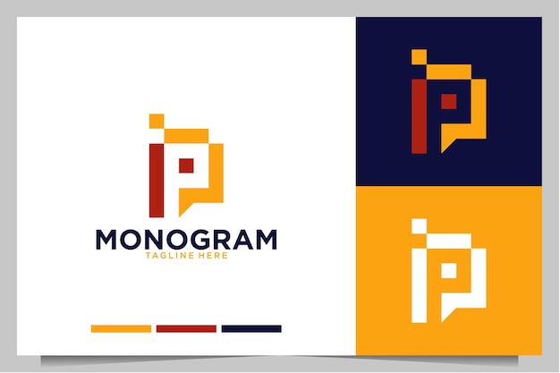 Monogram met letter P modern logo-ontwerp