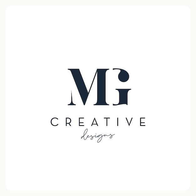 Design del logo monogram mg, logo della lettera creativa per aziende e aziende