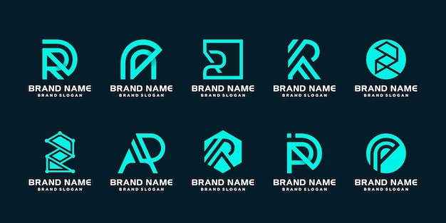 monogram r logo collection with creative modern concept