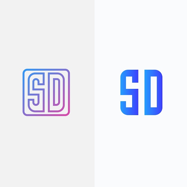 Vector monogram sd-logo met ontwerpsjabloon in vormstijl