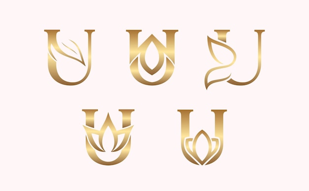 Vector monogram set of letter u brand beauty logo