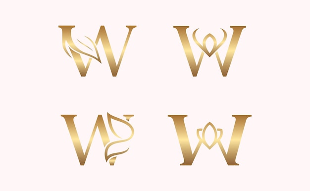 monogram set of letter W brand beauty logo