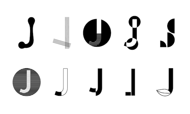 Monogram set Logos with the letter j, collection