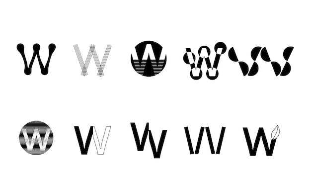 Monogram set Logos with the letter W, collection