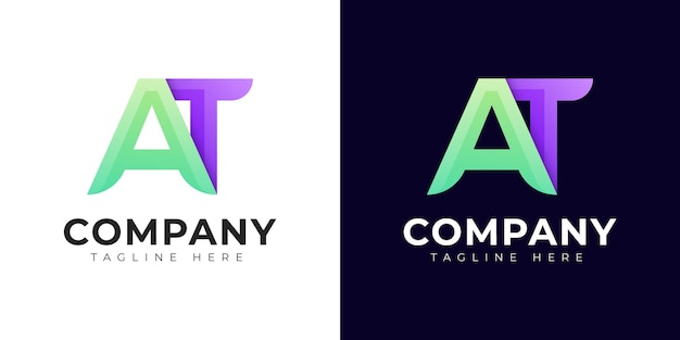 Monogram a at and ta initial letter logo design
