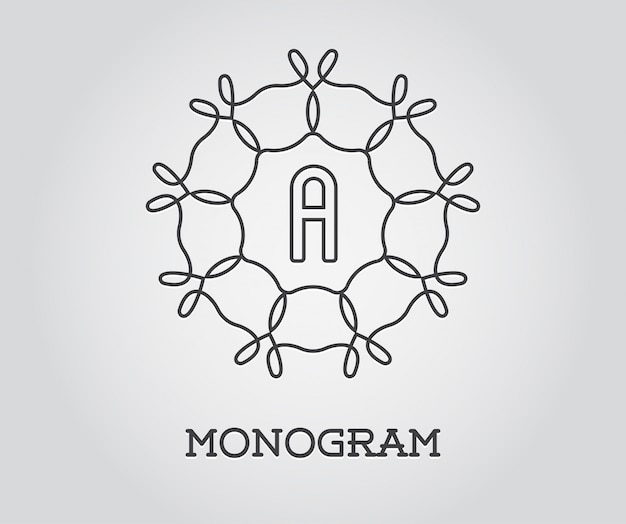 Monogram Template with Letter Illustration Premium Elegant Quality