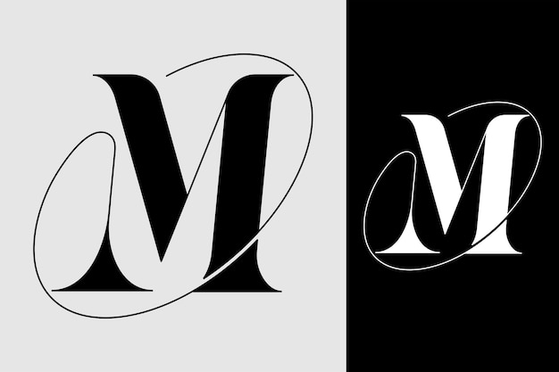 Vector monogram van het logo met de letter m, uniek voor het merk