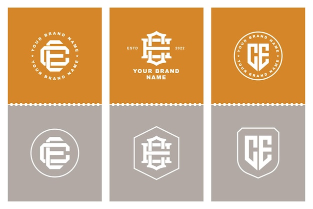 Monogram verzamelbrief CE of EC met badge, interlock-stijl goed voor kleding, streetwear