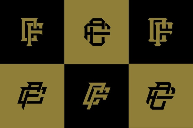 Monogram verzamelbrief CF of FC met interlock, sportstijl goed voor merk, kleding, streetwear