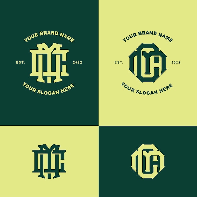 Monogram verzamelbrief CM of MC met interlockstijl voor kledingmerk, kleding, streetwear