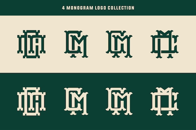 Vector monogram verzamelbrief cm of mc met interlockstijl voor kledingmerk, kleding, streetwear