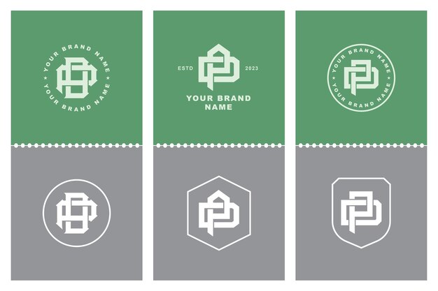 Monogram verzamelbrief DP of PD met interlock-stijl, badge-ontwerp voor merk, kleding, kleding