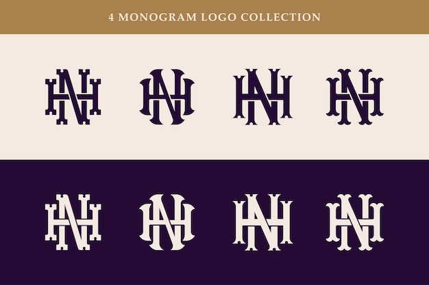 Vector monogram verzamelbrief hn of nh met interlock vintage klassieke stijl goed voor merkkleding