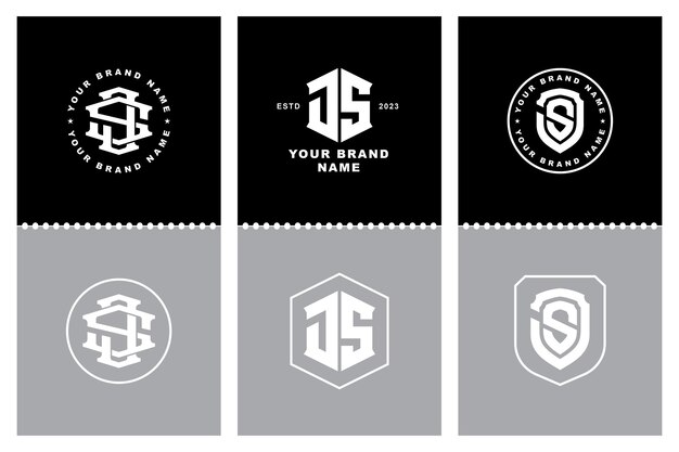 Monogram verzamelletter JS of SJ met interlock badge-ontwerp in moderne stijl voor merkkleding