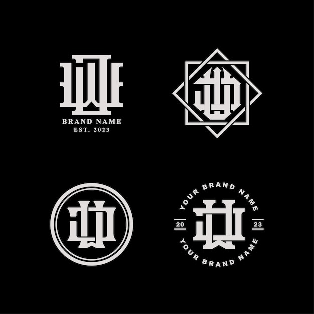 Vector monogram verzamelletter jw of wj met interlockstijl voor merkkleding streetwear