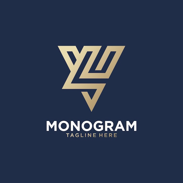 Vettore monogramma con lettera v e l ispirazione per il design del logo moderno