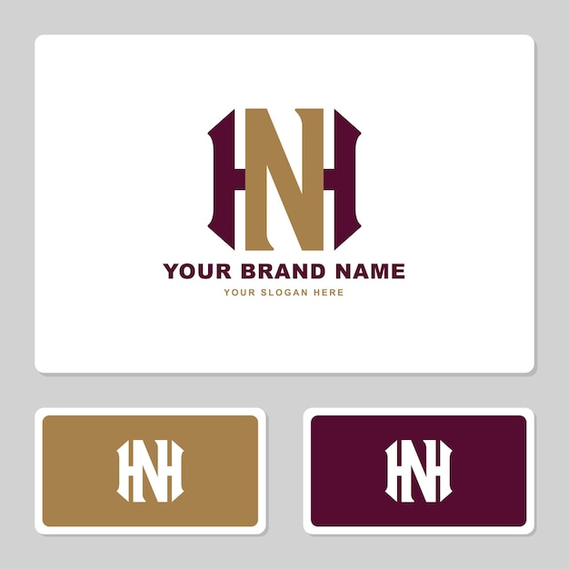 Vector monogramletter hn of nh met interlock-stijl, goed voor merkkleding, kleding, streetwear