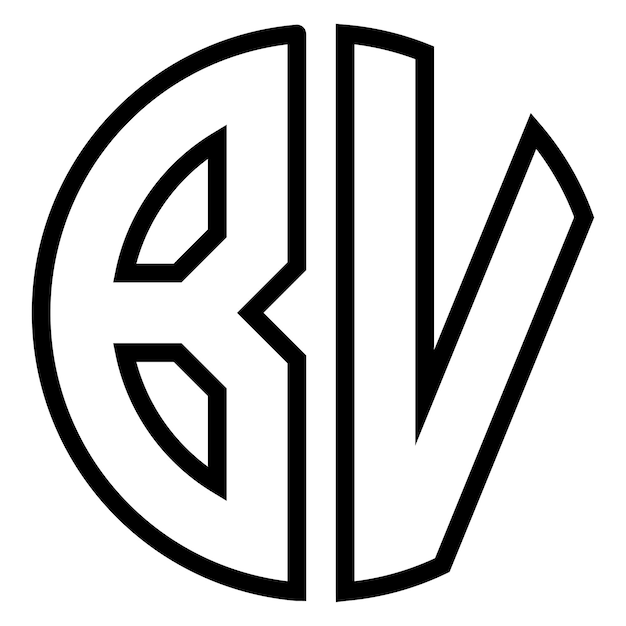 Vector monogramlogo van bv in een cirkelvormig ontwerp