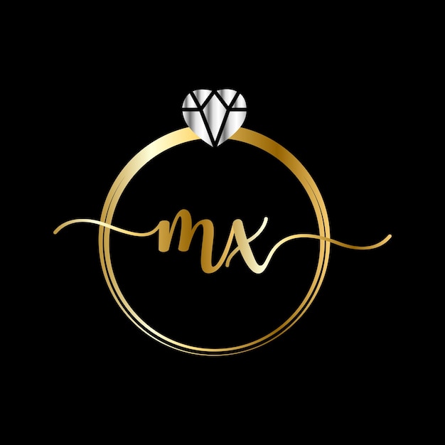 Monograms wedding circle handwriting jewelry logo template vector