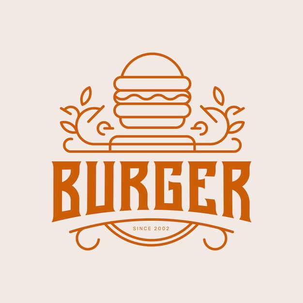 monoline burger logo template