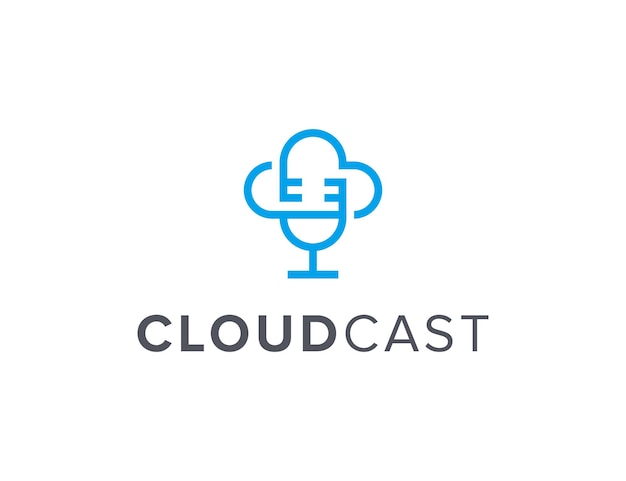 monoline cloud en podcast uniek logo modern ontwerp