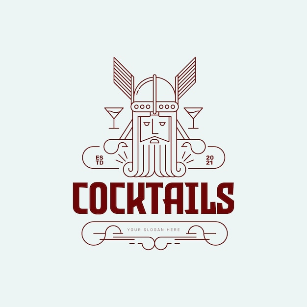 monoline cocktails logo bar en pub met king head