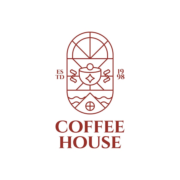 Vector monoline coffee shop logo design