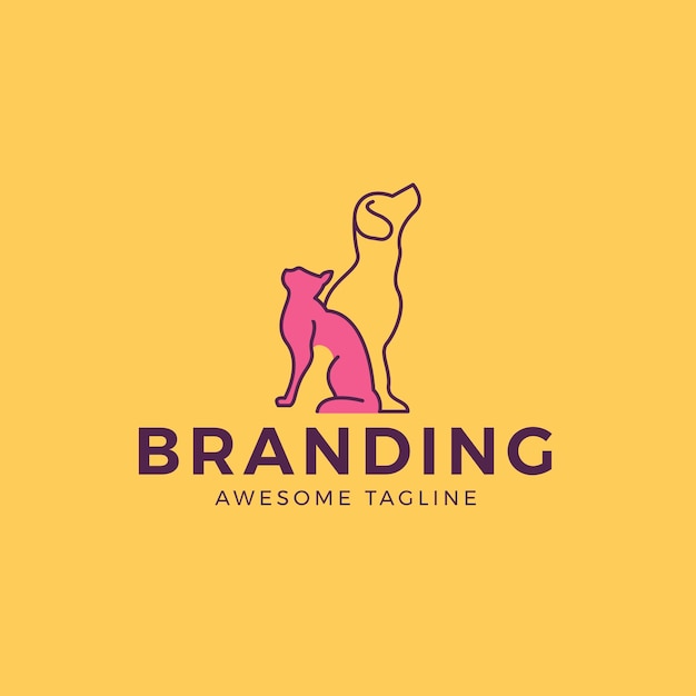 Monoline colored dog logo template