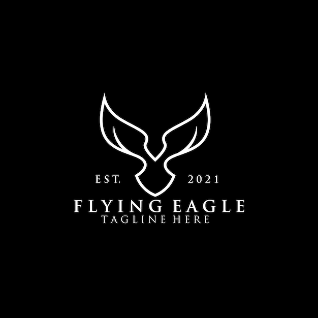 monoline flying eagle logo concept