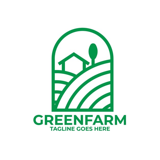 Monoline Green Farm Logo Template