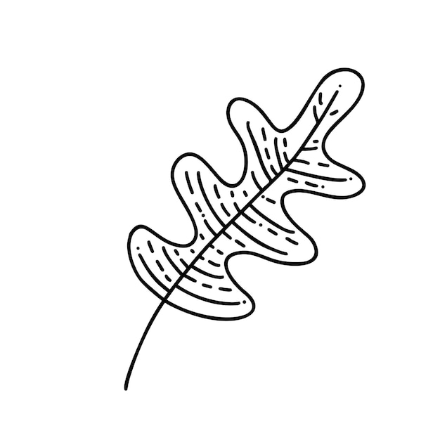 Vettore foglia monolinea del logo della quercia autunno emblema di contorno in stile lineare icona astratta vettoriale