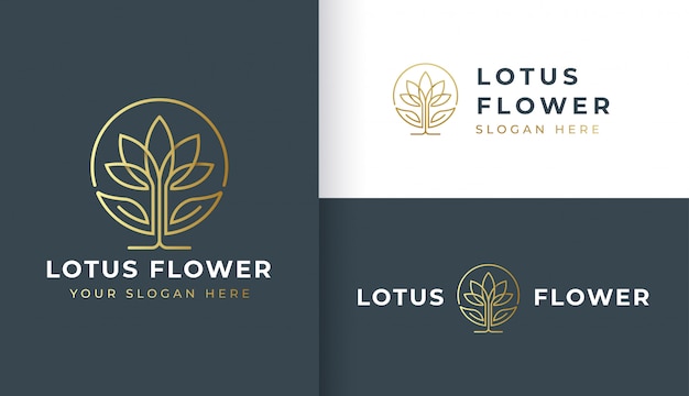 Монолин цветок лотоса дизайн логотипа