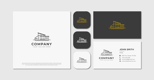 Монолайн современный дом недвижимость логотип и визитная карточка