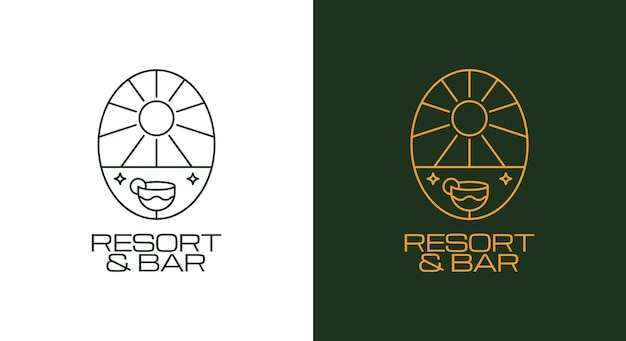 Vector monoline resort and bar logo template