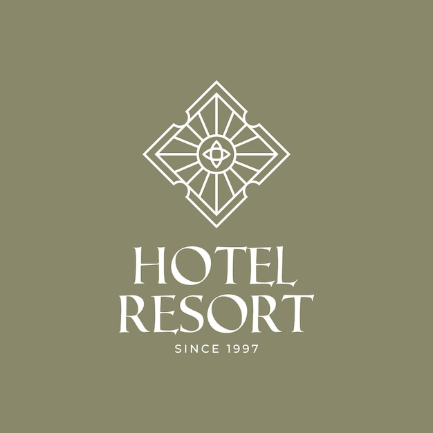 Vettore monoline resort e logo dell'hotel